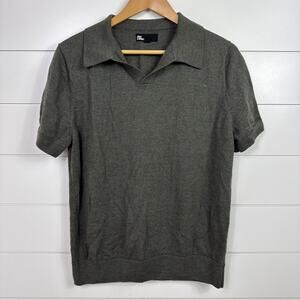 The Commons 100% Wool Short Sleeved Pullover Sweater Hunter Green sz L